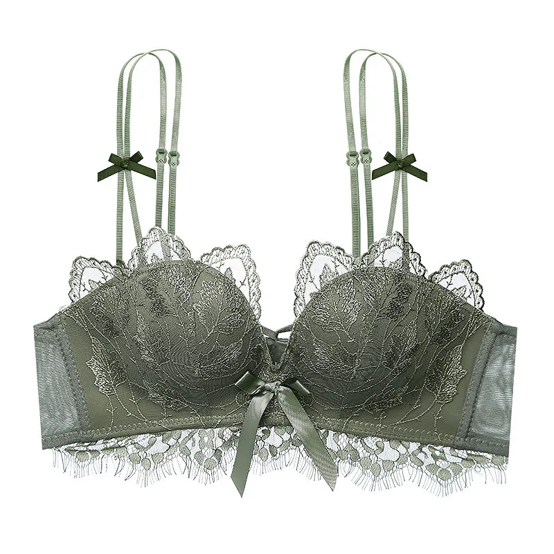 163Only bra-03 Украшенное кружевом женское нижнее белье с лепестками, комплект нижнего белья пуш-ап, корректирующий тип, красивый бюстгальтер на спине, трусики, бесшовный комплект нижнего белья - Цвет: 163Only bra-03