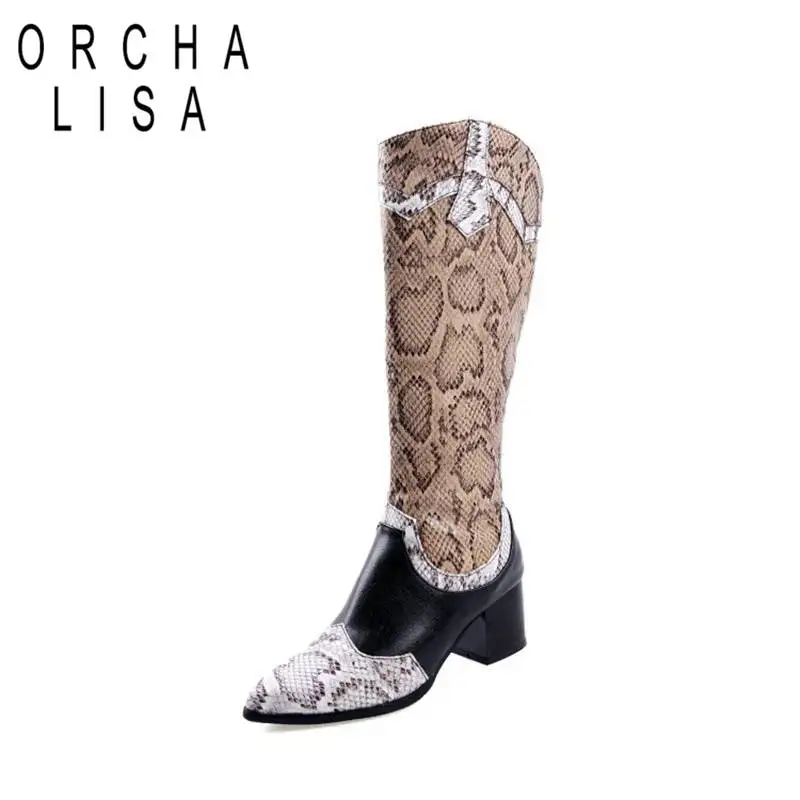 ORCHA LISA/чёрный коричневый сапоги до колена в западном стиле Женские ботинки из