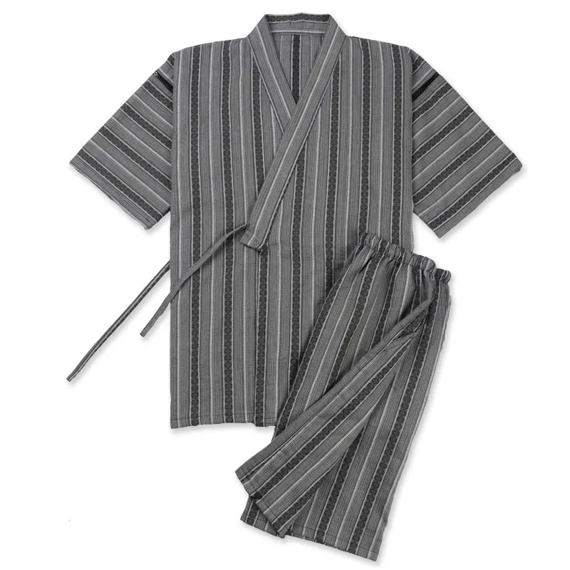 

2023 men causal cotton yukata kimono suit men japanese traditional pajamas set summer japanese style bathrobe homewear top+pants