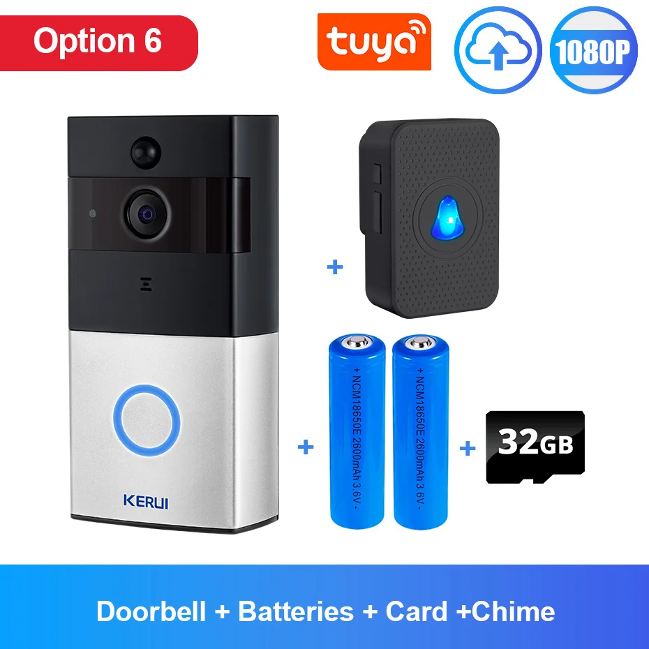 audio video intercom system KERUI Tuya 1080P Smart  Life  Tuya App Wifi Intercom Video Doorbell Wireless Security Cam  Two Way Audio Night Vision  Door Bell doorphone Door Intercom Systems