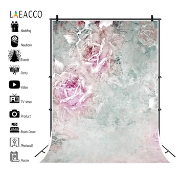 

Laeacco Faded Flowers Wall Gradient Photography Backdrops Baby Shower Photo Backgrounds Newborn Child Portrait Photophone Props