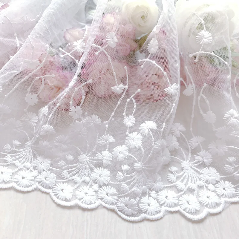 

2020high quality french lace fabric white floral embroidery sewing accessories and supplies for bridal wedding garments DIY 3y