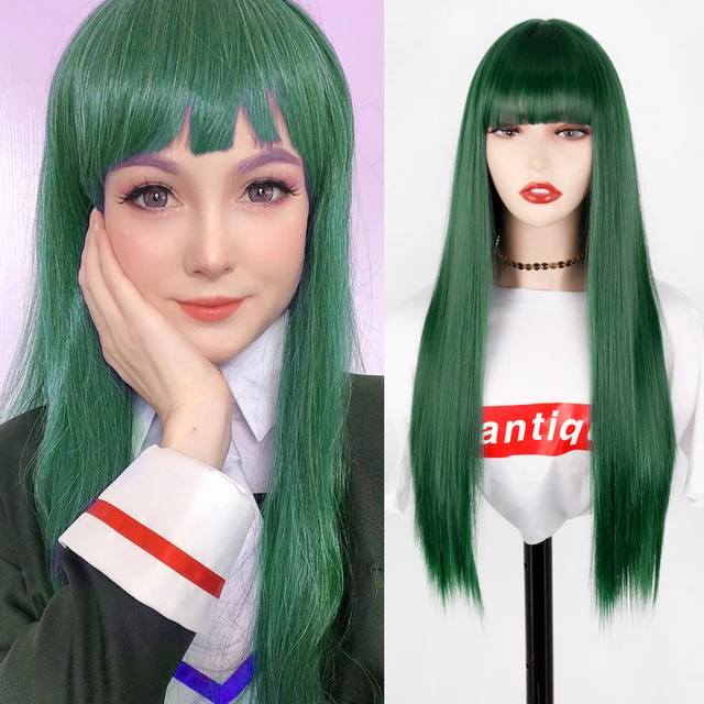 Synthetic Hair Pink and Black Wig Long Straight hair Cosplay Wig Two Tone Ombre Color Women Wigs 2610