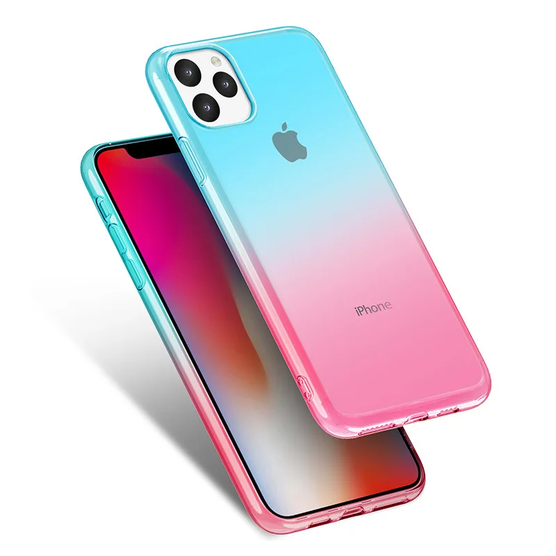 Для iPhone 11 Pro Чехол градиентный прозрачный для 11 Pro Max Xs XR XIR мягкий TPU чехол Coque Shell силиконовая, в цветах радуги чехол для iPhone