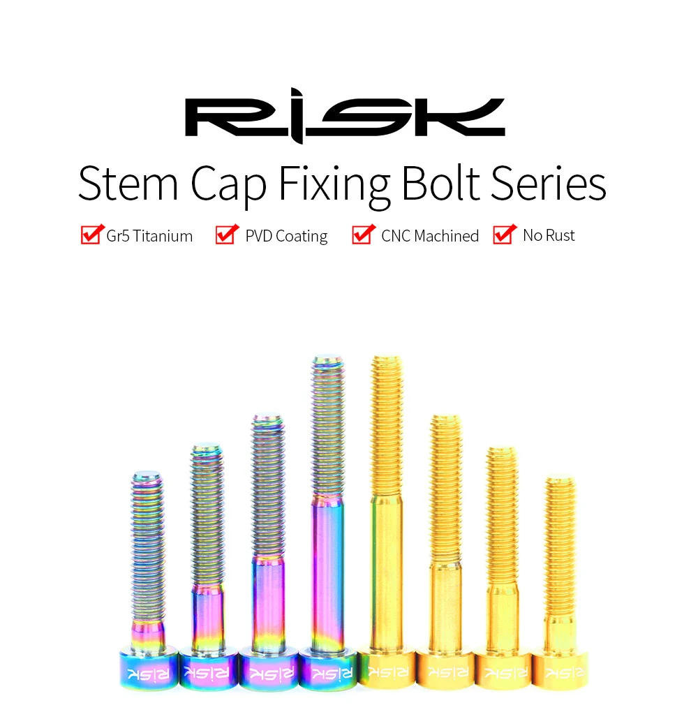 Титановые болты с риском M6 x 30 35 40 50 мм шестигранный ключ MTB дорожный велосипед коническая головка винт подвесной стержень для велосипеда крепежные болты Радужное золото