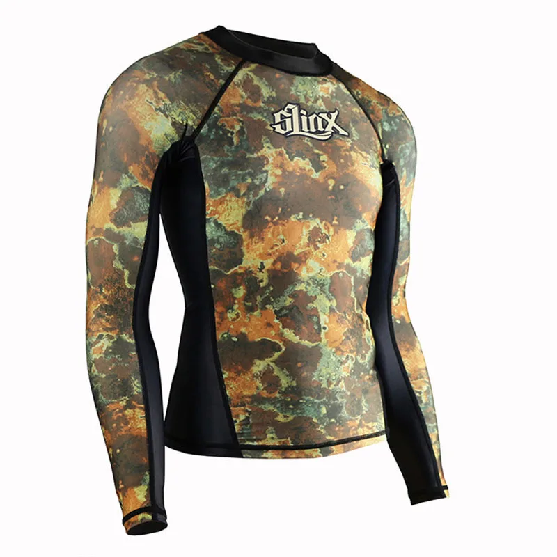 1607 Shirt Для мужчин из двух частей быстросохнущая Гидромайки Камуфляж сжатия с длинными рукавами плотная посадка база Слои спортивные футболки топы и штаны - Цвет: 1607 Shirt