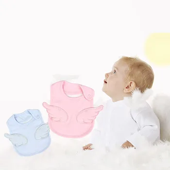 

Newborn Bibs Baby Bandana Bibs White Cotton Burp Cloth Pink Angel Wings Cute Boy Girl Bib For Infant Toddler Feeding