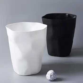 

Nordic Style Trash Can Multifunction Pleated Shape Paper Basket for Bathroom Kitchen Living Room Bedroom