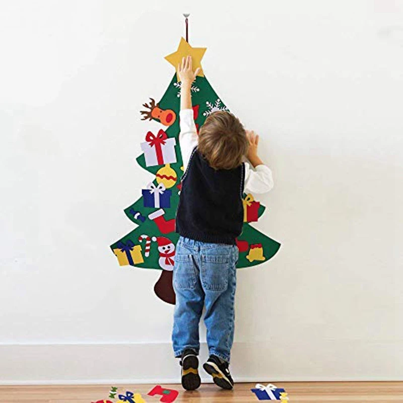 Войлочная Рождественская елка для детей 3.2Ft Diy Рождественская елка с малышами 30 шт. украшения для детей рождественские подарки Висячие домашние двери W