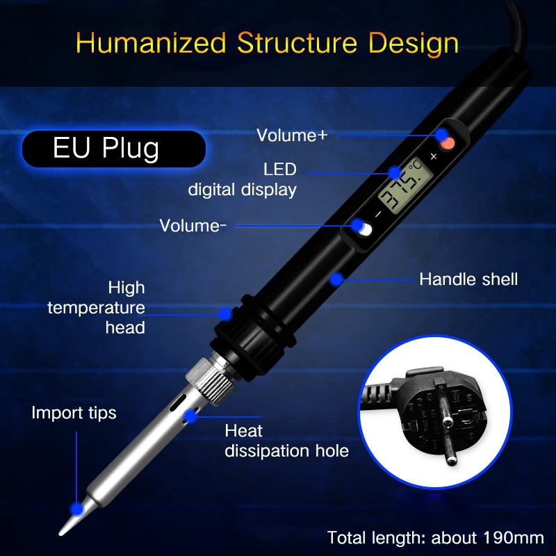 Goede 60W Intelligente LED Digitale Display Elektrische Soldeerbout Lassen Rework Station Reparatie Tools Gelijkmatig Verwarmd Snelle Verwarming