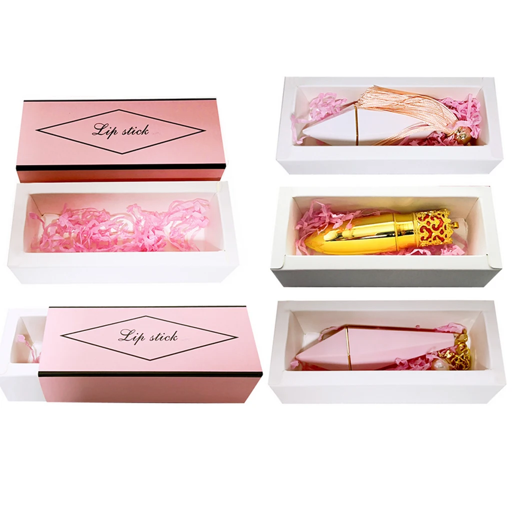 10 Pcs Pink Lipstick Lip Gloss Wrapping Paper Box Drawer Style Cardboard For DIY Craft Gift Cosmetics Packaging