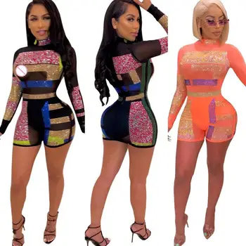 

Summer 2019 Plus Size Jumpsuit Patchwork Women Rompers Body Woman Playsuit Overalls Sexy Bodysuit Mono Mujer