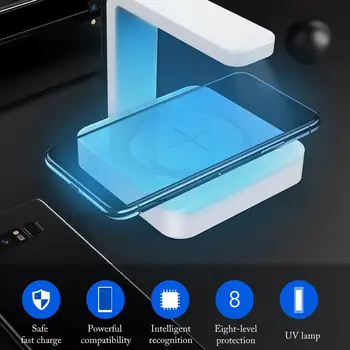 

5W / 10W UV Phone Cleaner UVC Scan Light QI Wireless Fast Charge Cleaner For Mobile Phone