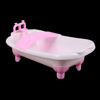 

1Set Plastic Bathroom Furniture Bathtub Bath Tub For 1/6 Sized Dolls Play House Toys Approx. 32X18X13CM Random Pink and White