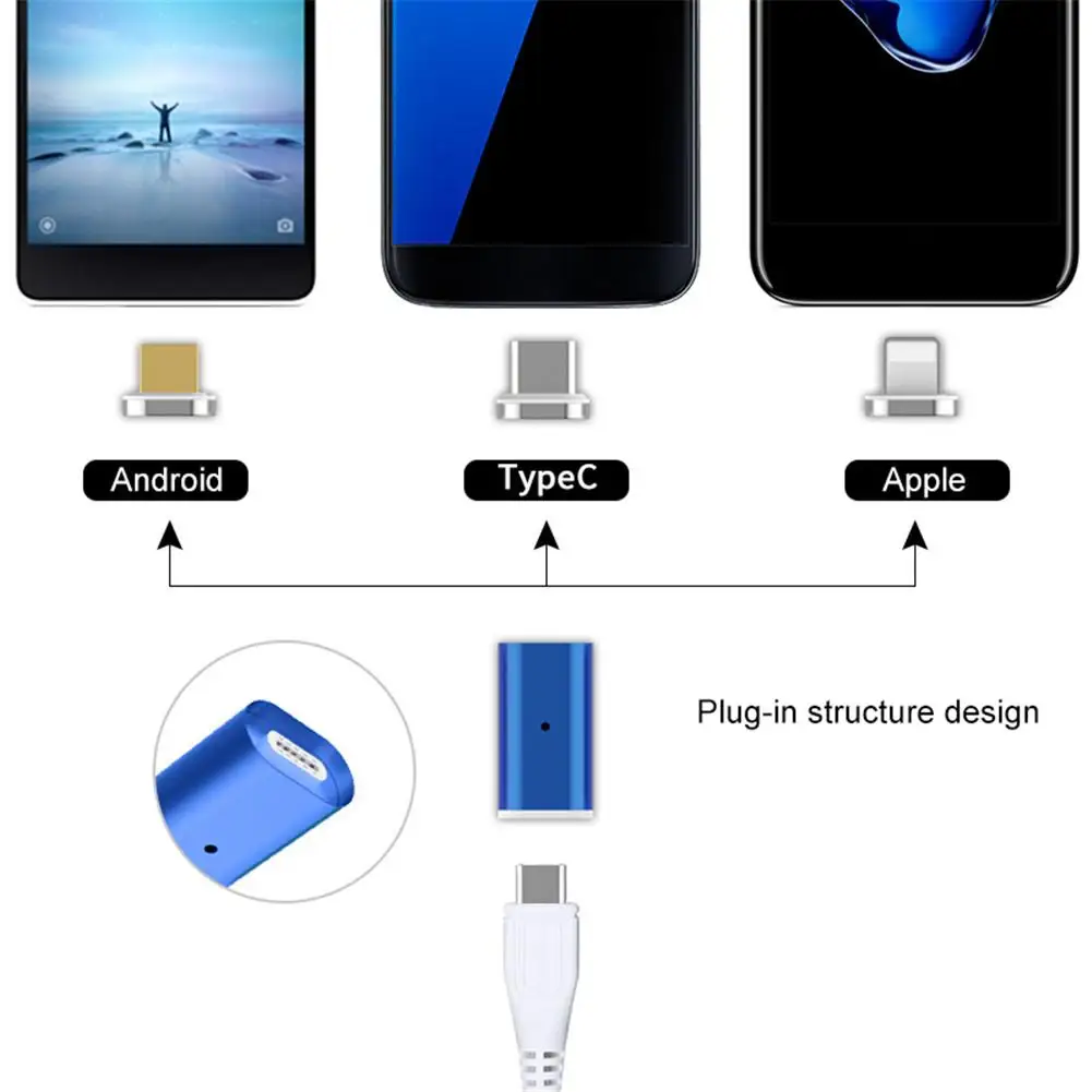 Магнитный адаптер QC3.0 Быстрая зарядка Micro USB Магнитный преобразователь зарядного устройства для Android/IOS/TYPE-C для samsung Xiaomi iPhone