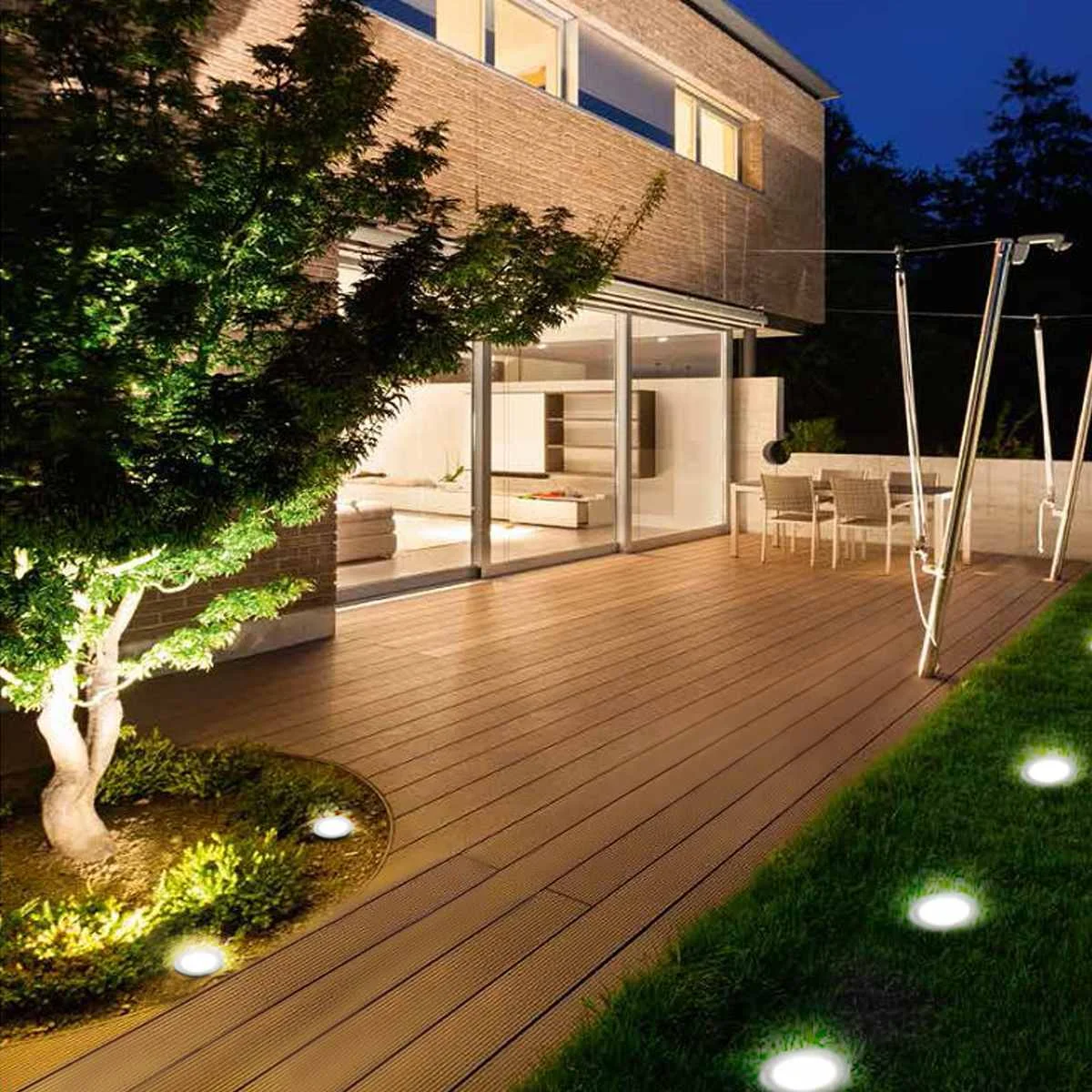 2PCS Solar Power Buried Light Under Ground Lamp Outdoor Path Way Garden Decking White Warm White Light Lawn Lamp
