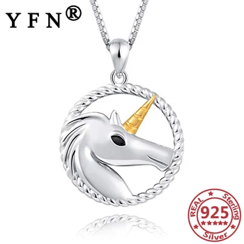 شراءYFN 925 فضة يونيكورن قلادة قلادة طوق المرأة مجوهرات فضة سلسلة المرأة 925 هدية تخرج هدية عيد الأم