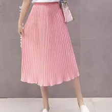 Осень Зима Новые повседневные юбки средней длины с оборками Модные свободные элегантные плиссированные юбки женские однотонные трапециевидные юбки с высокой талией