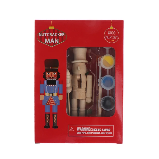 Boe Narodzenie  1Pc 12cm Nutcracker Puppet Christmas Decor DIY Wood Embryo Nutcracker Soldier 4
