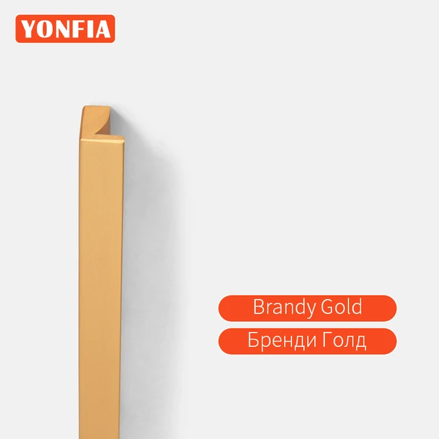 YONFIA 3745 Long Aluminium Profile Furniture Cupboard Handle Wardrobe Kitchen Cabinet Drawer Pull Handle Long Closet Door Handle Brandy Gold