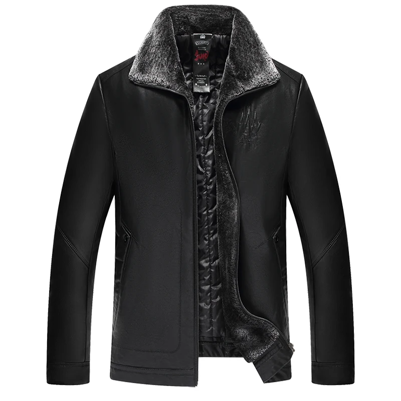 

Fur Collar PU Leather Jacket Men Winter Jacket Casual Solid Thicken Warm Plus Size Business Mens Jacket And Coat 6XL 7XL