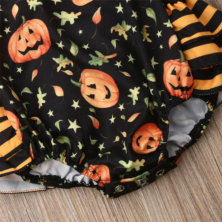 Baby sleeveless pumpkin clothes newborn infant baby clothes girl Halloween rumpkin romper bodysuit clothes outfits 40A1 (7)