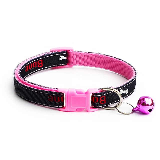 Pink Pet Collar Ошейник для маленьких собак и кошек с колокольчиком, ошейник для маленьких кошек, милое ожерелье для домашних животных с принтом в виде кости, товары для домашних животных MP0075 - Цвет: Pink Pet Collar