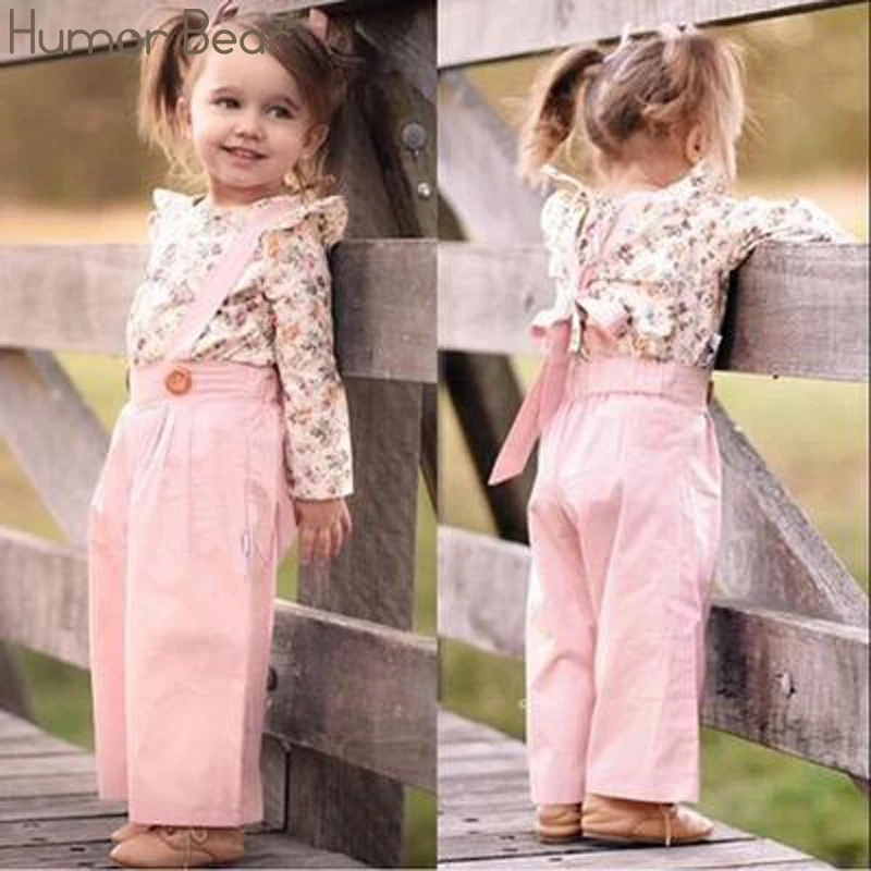 

Humor Bear Baby Girl Clothes Set 2019 New Summer and Autumn Toddler Kids Baby Girl Clothes Floral Tops+Pants Overall Outfits
