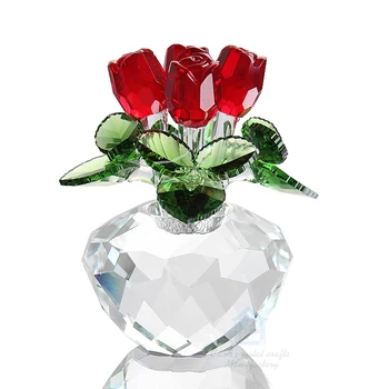 

Red Crystal Rose For Valentine's Gifts rose flower Ornament with Gift box Home Decor