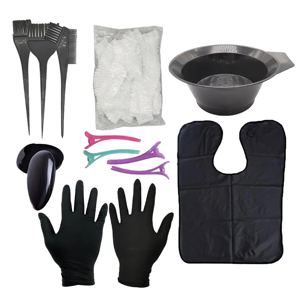 Salon Hair Tinting Color DIY Styling Barber Tool Brush Hair Clips Cape Clips Set