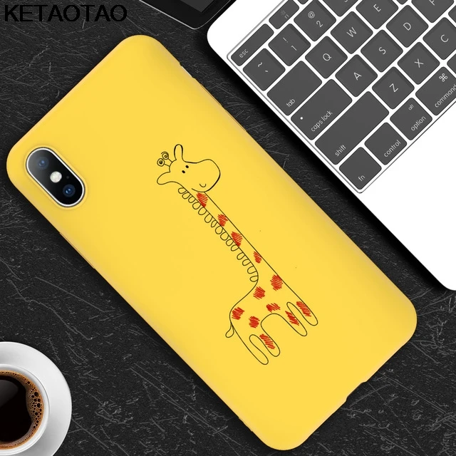 Белый KETAOTAO чехол для телефона с мультяшным изображением жирафа кота для iPhone 6S 7 8 Plus X XS XR 11 Pro для samsung чехол из мягкого ТПУ резины силикона - Цвет: Белый