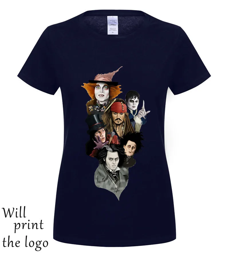 Суини Тодд, Эдвард сissorhands, Вилли Вонка, Джек Воробей, Барнабас Коллинз, Madhatter. Рубашки для мальчиков - Цвет: women navy