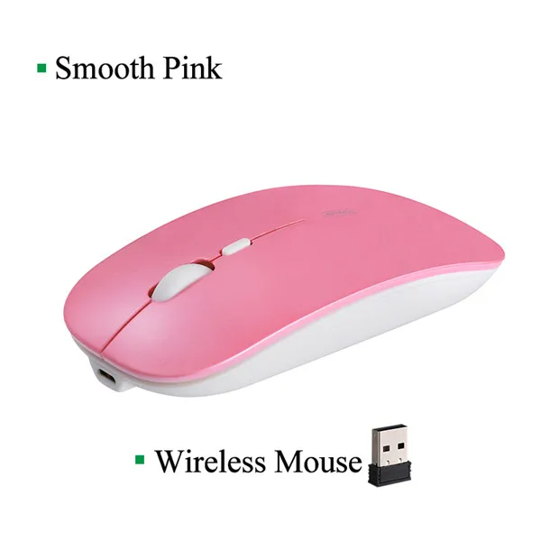 Anmck компьютерная беспроводная мышь перезаряжаемая Бесшумная Кнопка Mause эргономичная 2,4 ГГц USB оптическая мышь для ПК ноутбука - Цвет: Pink