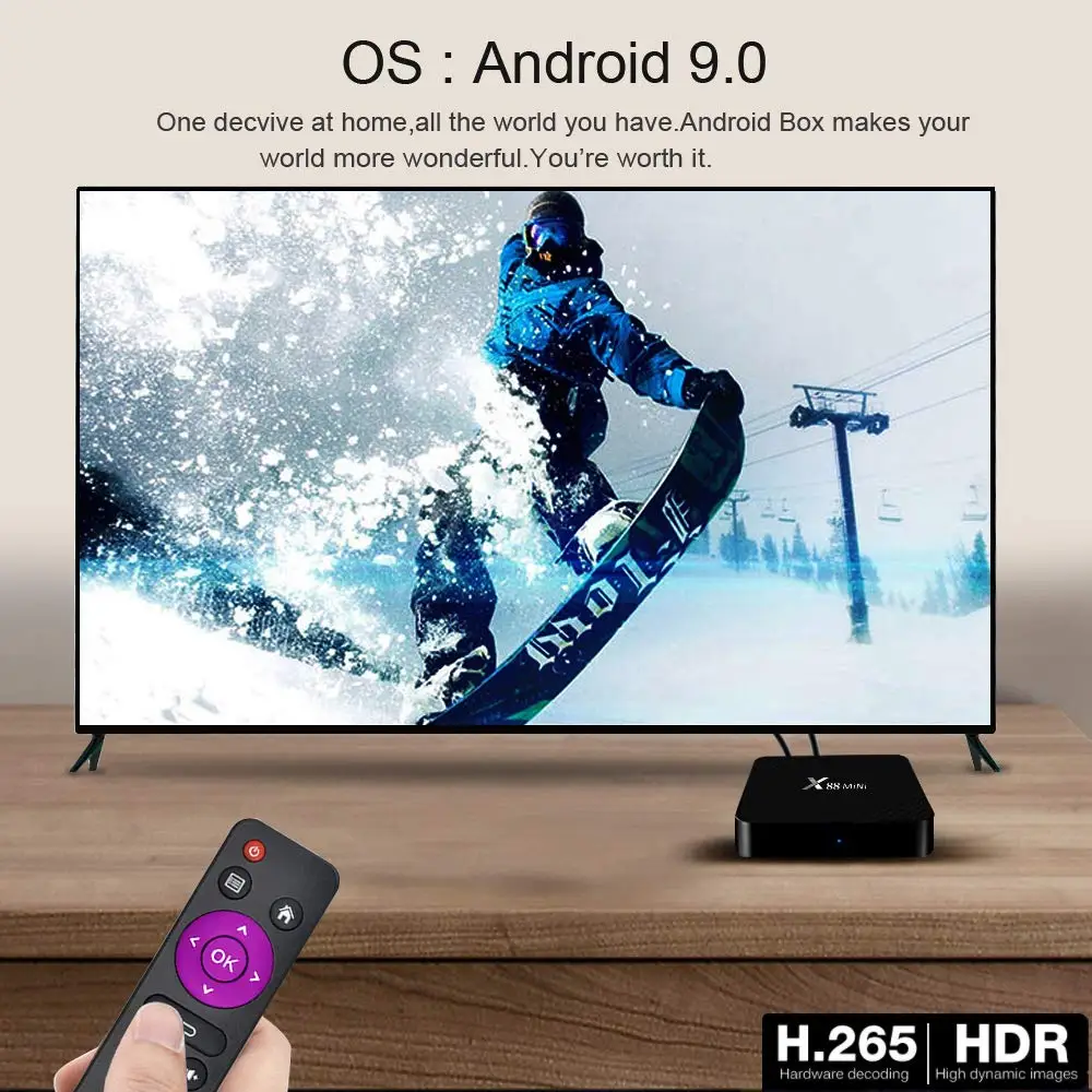 X88 Мини Android 9,0 Smart tv Box 2 Гб ОЗУ 16 Гб ПЗУ домашний медиа плеер 4K HDR телеприставка поддержка H.265 UHD 2,4 ГГц Wifi Интернет ТВ