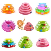 1/3/4 Levels Pet Cat Toy Tower Tracks Disc Interacitve Cat Toys Ball Training Amusement Plate Cat Tracks Toys For Kitten Cats