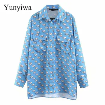 

2020 Women's Animal Print Long Sleeve Shirt Womens Blouse Tops Casual Vintage Shirts Clothes Blusas Camisas Mujer