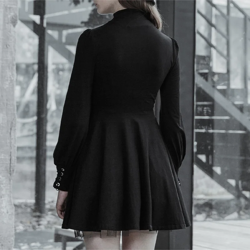 Black A Line Gothic Dress 2