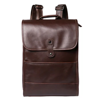 

Men's Vintage Backpack PU Leather Backbag Large Casual Laptop Bag Pack Business Office Back Bag Male School Bookbag