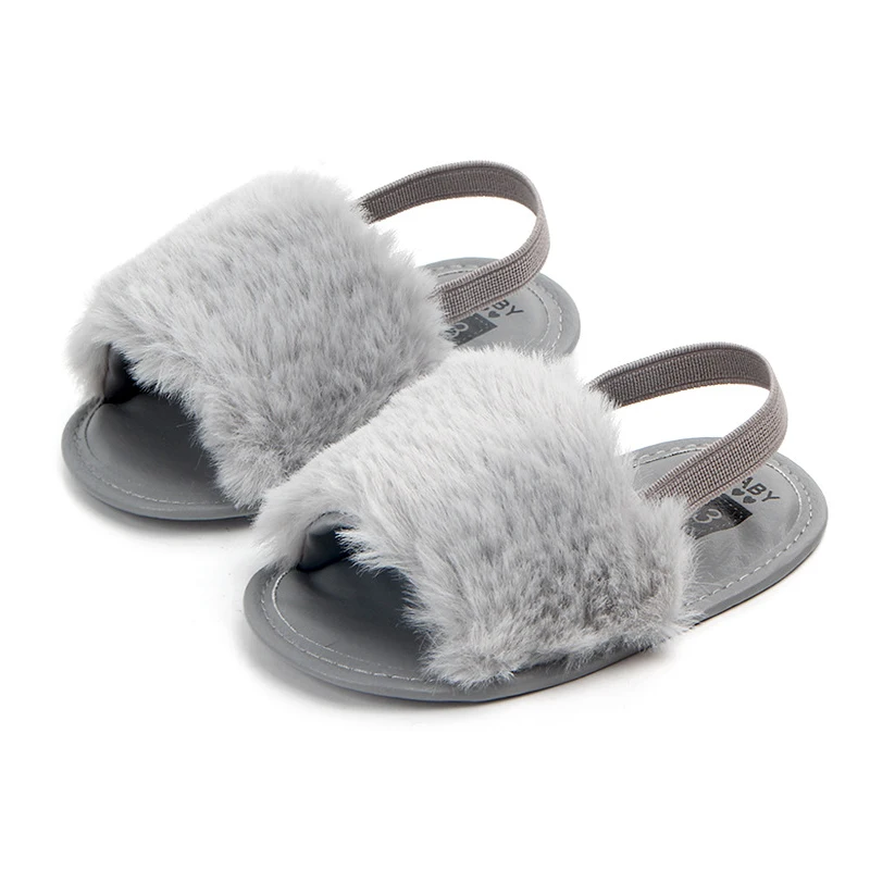 Baywell Summer Baby Girls Soft Sole Sandals Plush Slide Sandal Toddler Sandal Princess Non-slip Crib Shoes