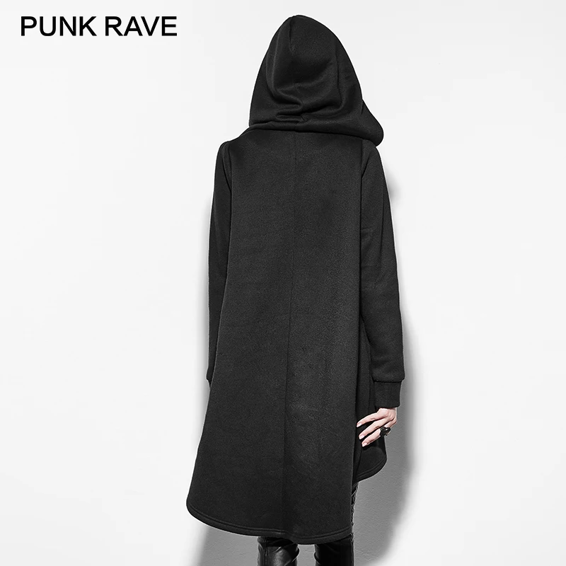 Женский плащ Тренч с капюшоном в стиле панк рок черный капюшоном|trench coat|coat trench