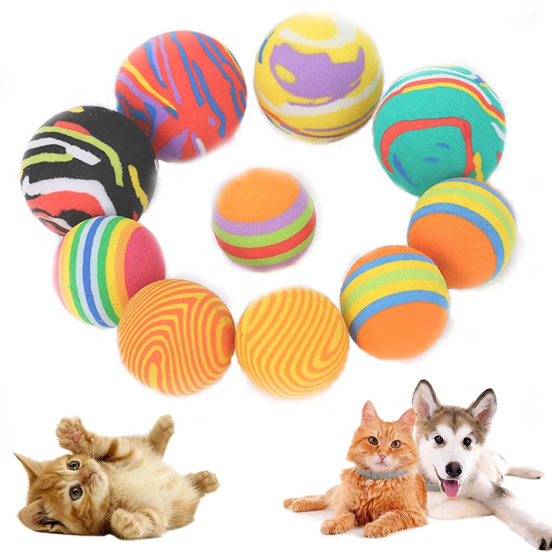 1pcs Self-excited Cat Toy Ball Foam Ball Pet Toy Cat Multicolor Ball Color Random Pet Supplies