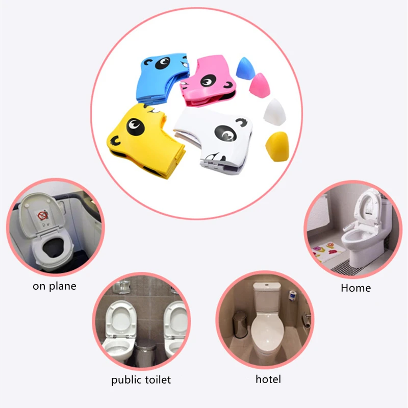 Upgrade Kids Panda Potty Training Seat Portable Travel Toilet Cover Foldable Reusable Pot Ring With Splash Guard Non-Slip Pads 4