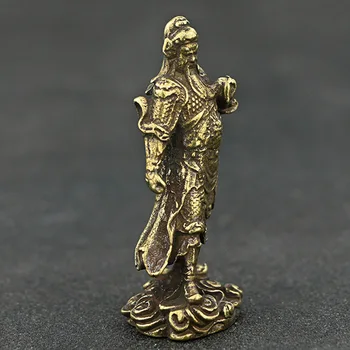 

Vintage Chinese Copper God Of Wealth Guan Gong Statue Small Ornament Desk Decor High Qaulity
