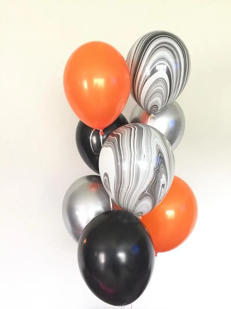 

8pcs 12inch Halloween Balloons Garland Agate Metal Orange Balloon Helium Halloween Party Black Balloon DIY Supplies Decoration