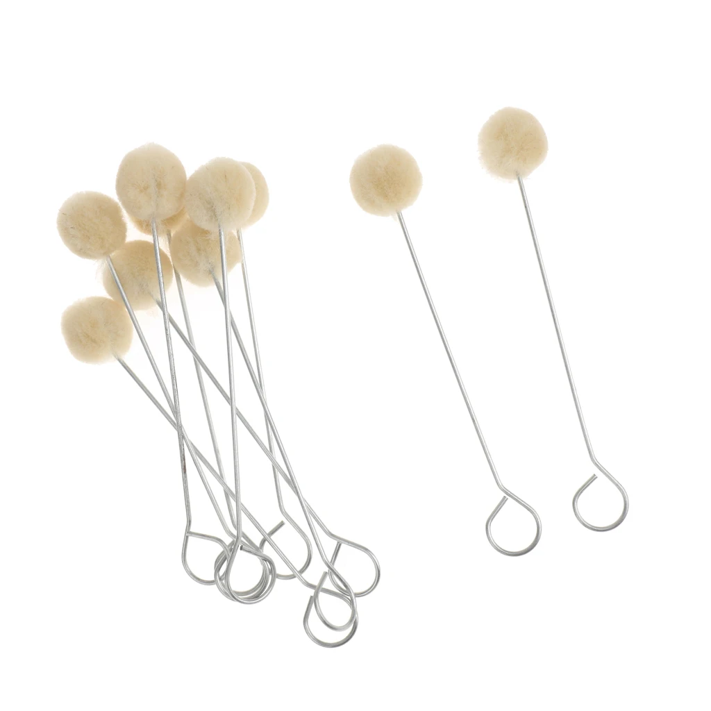 Pack of 10 Wool Daubers with Metal Handle for Leather Dyes, Sealers