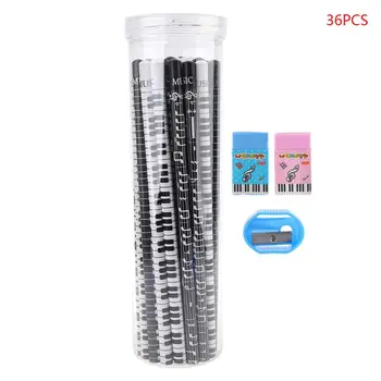 

36pcs Musical Note Pencil Pen 2B Standard Piano Notes Writing Drawing Stationery 53CC
