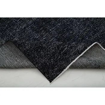 

143x390 Cm Black Handmade English Over Dyed Runner Rug-5x13 Ft