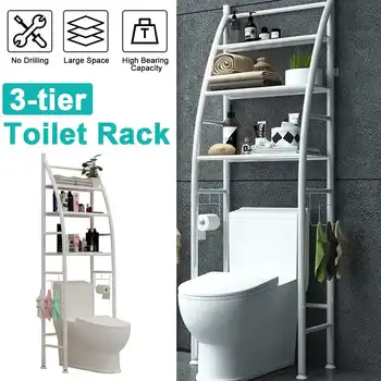 

50x25x166cm Three-layer Floor-standing Bathroom Shelf Hair Dryer Towel Toiletries Storage Rack Home Decoration Furniture