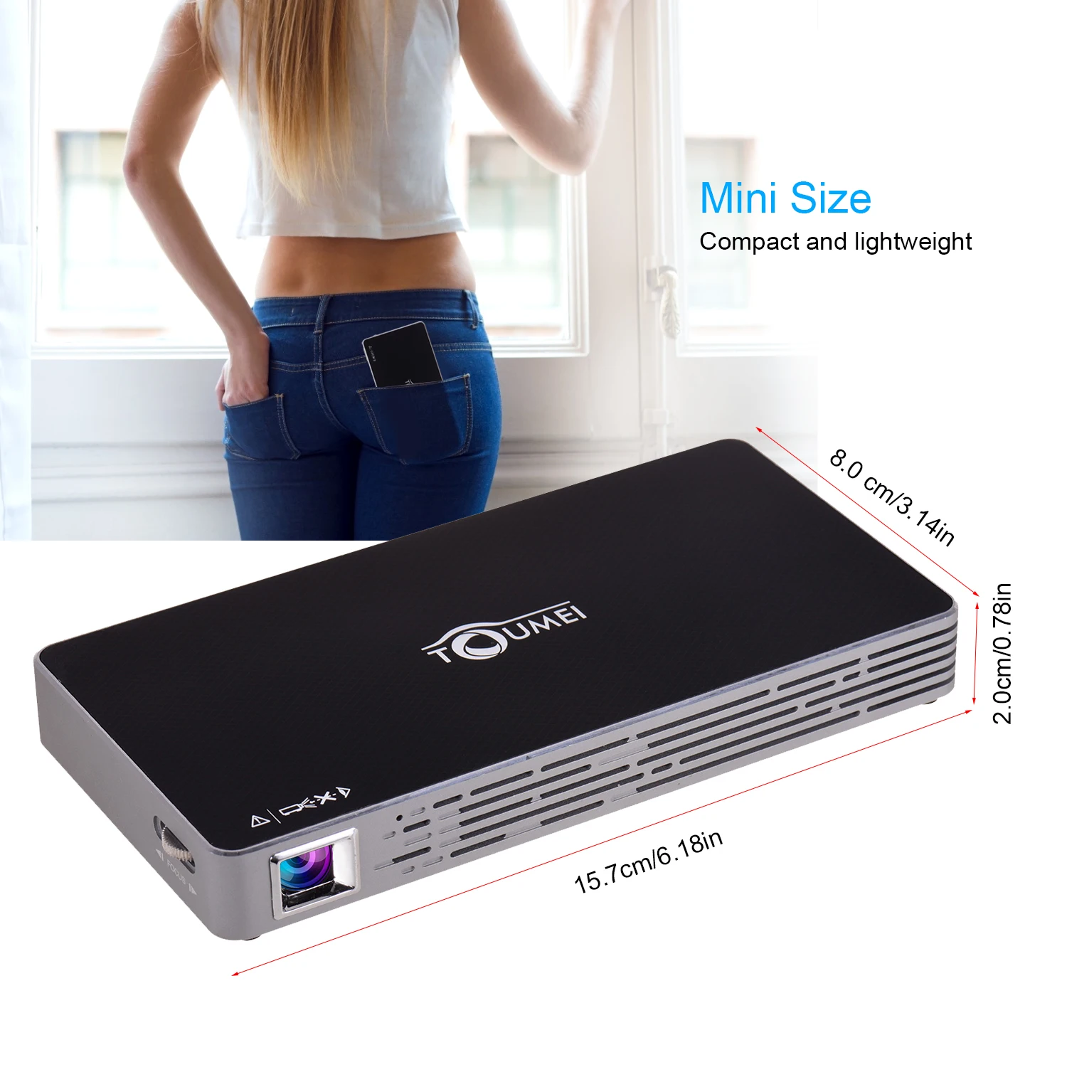 Портативный мини проектор DLP 1080P 250 ANSI 2 + 16 ГБ двухдиапазонный Wi Fi и BT домашний
