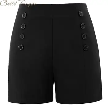 

belle poque zipper Elastic Waist Shorts Fitness high waist shorts black Solid Shorts female 2020 Fashion Summer Shorts